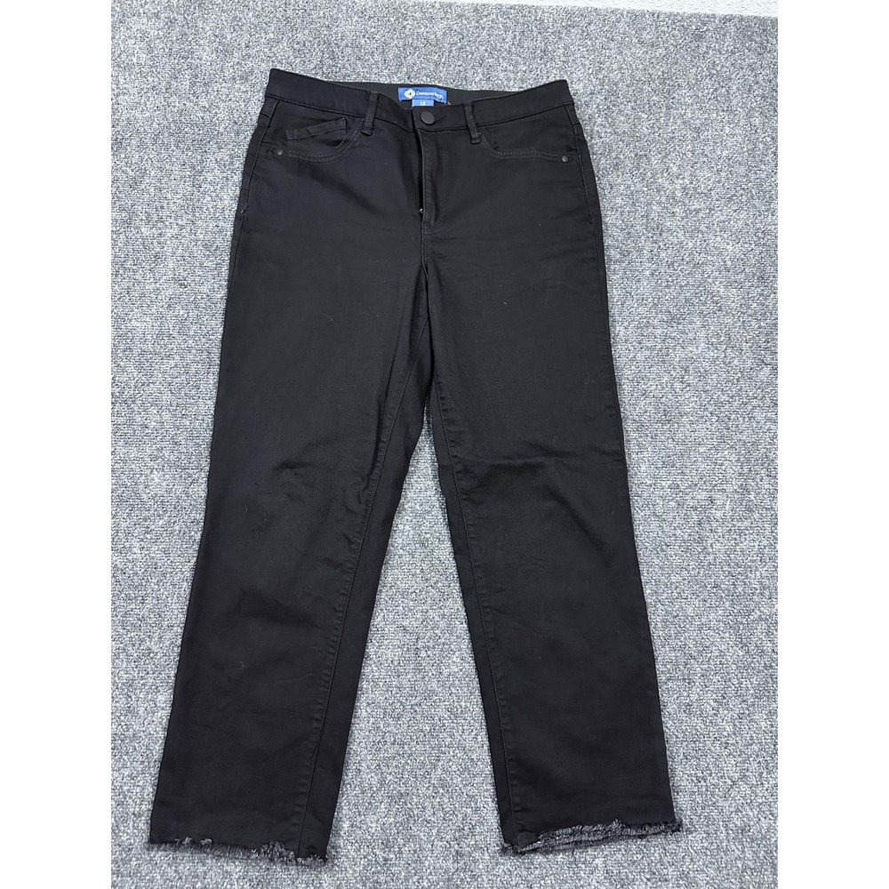 Democracy Ab solution Straight Leg Pants Black Frayed Hem Womens 12